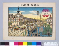 東京名所 銀座新橋之図 / Famous Views of Tokyo, Illustration of Shimbashi Bridge at Ginza image
