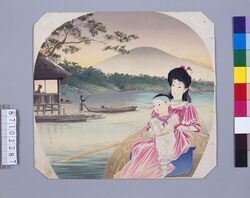 [美女舟漕の図] / [Illustration of a Beautiful Woman Rowing a Boat] image