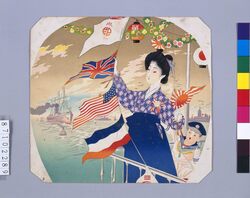 [艦上美人図] / [Illustration of a Beautiful Woman on a Warship] image