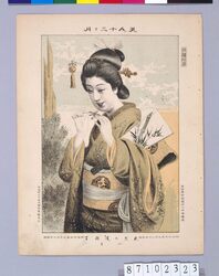 美人十二ケ月 元旦の遣羽子 一月 / Beauties of Twelve Months : Playing Japanese Badminton on New Year's Day, January image