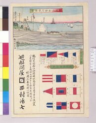 引札 廻船問屋西村治七 新潟港船舶信号旗章 / Hikifuda, Shipping Agent Nishimura Jishichi, Port of Niigata Vessel Signal Flag image