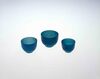 三ッ組盃(小)/Three-piece Set of Light Blue Mold Blowing Sake Cup with Raibun Pattern on Edge (Small) image