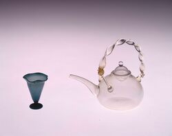 朝顔型空色脚付盃 / Light Blue, Morning Glory-shaped Sake Cup with Leg image