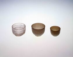 口縁雷文無色型吹き盃 / Colorless, Mold Blowing Sake Cup with Kaminarimon Pattern on Edge image