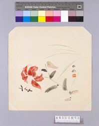 榛原聚玉堂版団扇絵 鬼百合 / Picture on Round Fan by Haibara Shūgyokudō: Tiger Lily image