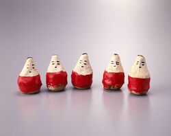 郷土玩具 土人形 起き上がり小法師 / Folk Toy, Clay Doll, Okiagari-kobōshi image
