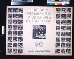 ポスター THE NATIONS WILL HERE MAKE A PEACE OF JUSTICE. NOT A PEACE OF VENGEANCE / Poster: United Nations, The Nations Will Make a Peace of Justice, Not a Peace of Vengeance image