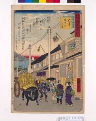 東海名所改正五十三駅 改正道中記 五十七 大津 宿中ヨリ湖水の景 image