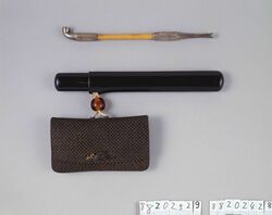 印伝革腰差したばこ入れ / Inden Leather Tobacco Pouch, with Pipe Case image