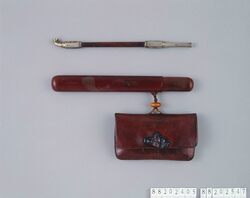山羊革腰差したばこ入れ / Goat Leather Tobacco Pouch, with Pipe Case image