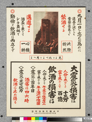 ポスター　九月一日を忘れぬ為めに禁酒せよ邁進せよ / Poster: Give Up Drinking and Strive to Remember September 1st (Great Kanto Earthquake Materials Collection) image