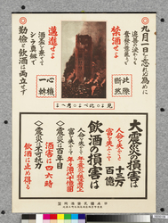 ポスター 九月一日を忘れぬ為めに禁酒せよ邁進せよ / Poster: Give Up Drinking and Strive to Remember September 1st (Great Kanto Earthquake Materials Collection) image