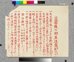 ビラ 災害後の衛生注意 / Flier: Precautions for Hygiene after the Disaster (Great Kanto Earthquake Materials Collection) image