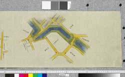 赤坂喰違より水道橋まで仮御番所并〆切矢来場所絵図 / Pictorial Map of the Locations of Temporary Guard Stations and Closing Palisades from Akasaka Kuichigai to the Suidobashi Bridge image