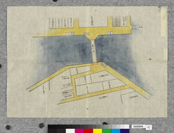 新大橋　七（赤坂喰違より水道橋まで仮御番所并〆切矢来場所絵図） / Shin-Ohashi Bridge 7 (Pictorial Map of the Locations of Temporary Guard Stations and Closing Palisades from Akasaka Kuichigai to the Suidobashi Bridge) image