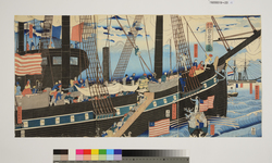 横浜交易西洋人荷物運送之図 / Westerners Loading Trading Goods at Yokohama image