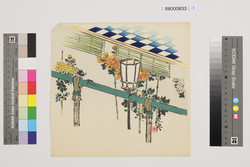 榛原聚玉堂版団扇絵 菊花壇 / Picture on Round Fan by Haibara Shūgyokudō: Bed of Chrysanthemum image