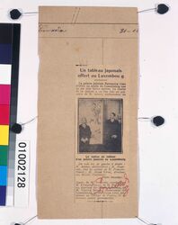 仏字新聞記事切抜（「建国」の寄贈 ゴマディオ) / French Newspaper Clipping (Presentation of “Founding of the Nation”, Gomadio) image