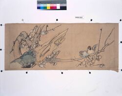 下絵 梅に雀 / Sketch, Plum Blossoms and Sparrows image