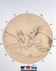 下絵 二羽の兎 / Sketch, Two Rabbits image