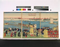 東京高輪海岸蒸気車鉄道の図 / Steam Locomotive along the Takanawa Coast in Tokyo image