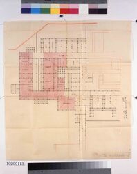 中奥御次向部屋々々絵図(元治度二ノ丸御表大奥共総切絵図 三) / Pictorial Map of the Auxiliary Rooms in the Middle-Interior Section (Complete Divided Pictorial Map of the Outer and Great Interior Sections of the Ninomaru Palace in Genji) image