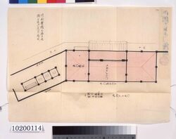 御納戸口御門絵図(元治度二ノ丸御表大奥共総切絵図　四) / Pictorial Map of the Gate at the Storage Passageway (Complete Divided Pictorial Map of the Outer and Great Interior Sections of the Ninomaru Palace in Genji) image