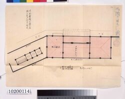 御納戸口御門絵図(元治度二ノ丸御表大奥共総切絵図 四) / Pictorial Map of the Gate at the Storage Passageway (Complete Divided Pictorial Map of the Outer and Great Interior Sections of the Ninomaru Palace in Genji) image