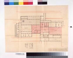 松御殿御膳所絵図(元治度二ノ丸御表大奥共総切絵図　八) / Pictorial Map of the Kitchen at the Matsugoten　Palace (Complete Divided Pictorial Map of the Outer and Great Interior Sections of the Ninomaru Palace in Genji) image
