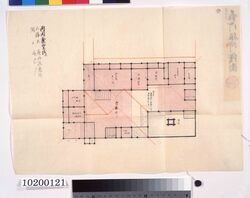 表御膳所絵図(元治度二ノ丸御表大奥共総切絵図　拾一) / Pictorial Map of the Kitchen in the Outer Section (Complete Divided Pictorial Map of the Outer and Great Interior Sections of the Ninomaru Palace in Genji) image