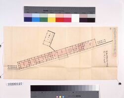 御広鋪御長屋五茶腰掛絵図(元治度二ノ丸御表大奥共総切絵図 拾七) / Pictorial Map of the Administrative Center, Row House, and Five Teahouses with Seating (Complete Divided Pictorial Map of the Outer and Great Interior Sections of the Ninomaru Palace in Genji) image