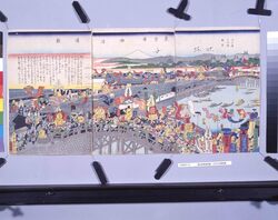 東京府御酒頂戴 江戸橋日本橋風景 / Receiving Imperial Gift of Sake : View of Edobashi Bridge and Nihombashi Bridge image