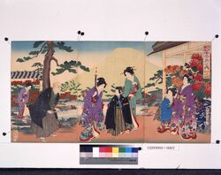 江戸風俗十二ヶ月之内　九月　染井造り菊ノ元祖 / Annual Edo Customs: September, the Origin of Chrysanthemum Breeding, Somei image