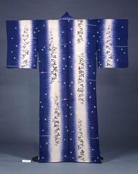 ジョーゼット地豆絞りに萩模様友禅刺繍単衣 / Spotted Pattern Georgette, Bush Clover-designed Unlined Kimono with Yuzen Embroidery image