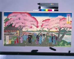 向島隅田堤観桜之図 / Cherry Blossom Viewing at the Sumida Bank, Mukojima image