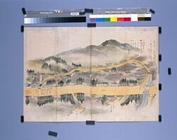 宇都宮ヨリ四ノ山迄伐透山道守護絵図(天保十四年日光社参勤番守護絵図の内) / Pictorial Map of Guards for the Road on Kirisukashiyama from Utsunomiya to Shinoyama (of Pictorial Maps of Shifts and Guards for the 1843 Visitation of Nikko Shrine) image