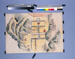 御霊屋廻大師廟山勤番絵図（天保十四年日光社参勤番守護絵図の内） / Pictorial Map of Shifts Around the Mausoleum and Daishibyosan (of Pictorial Maps of Shifts and Guards for the 1843 Visitation of Nikko Shrine) image
