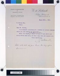 デ・ラランデ書簡(カーテン・カーペットのサンプルを同封) / Correspondence to Hirota Ritaro Accompanying Samples Curtains and Carpets (Object from Hirota Ritaro Residence, Book 1) image