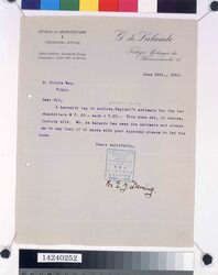 デニング書簡(シャンデリア見積書の可否につき) / Correspondence to Hirota Ritaro from Deming Inquiring Approval of Chandelier Quote (Object from Hirota Ritaro Residence, Book 2) image