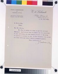 デ・ラランデ書簡(旧宅修繕工費に関し) / Correspondence to Hirota Ritaro Regarding Bill for Rebuilding of Former Residence (Object from Hirota Ritaro Residence, Book 2) image