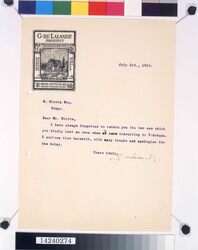 デ・ラランデ書簡(借用した金銭返却につき) / Correspondence to Hirota Ritaro from de Lalande Regarding Return of Loaned Money (Object from Hirota Ritaro Residence, Book 2) image