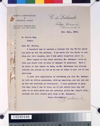 デ・ラランデ書簡(絵画購入の領収書同封他) / Correspondence to Hirota Ritaro Regarding Enclosure of the Receipt for a Purchase of a Picture and a Request to Offer Work (Object from Hirota Ritaro Residence, Book 2) image
