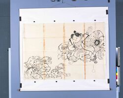 粉本　絵馬　桃太郎鬼退治 / Ema (Wooden Wishing Plaque), Momotaro Get Rid of Demons (Shibata Zeshin's Sketch) image