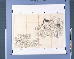 粉本 絵馬 桃太郎鬼退治 / Ema (Wooden Wishing Plaque), Momotaro Get Rid of Demons (Shibata Zeshin's Sketch) image