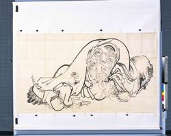 粉本 絵馬 鞍馬天狗と牛若丸 / Ema (Wooden Wishing Plaque), Kurama Tengu and Ushiwakamaru (Shibata Zeshin's Sketch) image