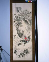 粉本　玄徳檀渓を越える / Gentoku Jumping over the Canyon (Shibata Zeshin's Sketch) image