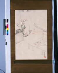 粉本　光起写　貴人観梅 / Reproduction of Mitsuoki's Painting : A Person of High Standing Viewing Japanese Plum Flowers (Shibata Zeshin's Sketch) image