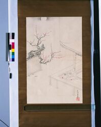 粉本 光起写 貴人観梅 / Reproduction of Mitsuoki's Painting : A Person of High Standing Viewing Japanese Plum Flowers (Shibata Zeshin's Sketch) image