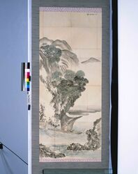 粉本　豊彦写　山渓帆船漁 / Reproduction of Toyohiko's Painting: Fishing with Sailing Ship in a Mountain Valley  (Shibata Zeshin's Sketch) image
