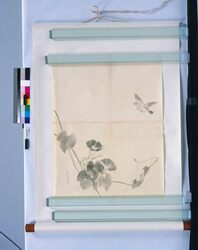 粉本　景文写　朝顔と小鳥 / Reproduction of Keibun's Painting : Morning Glory and Small Birds (Shibata Zeshin's Sketch) image